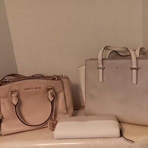 KATE SPADE & MICHALE KORS CROSSBODY BUNDLE WITH KS WALLET  IVORY PINK